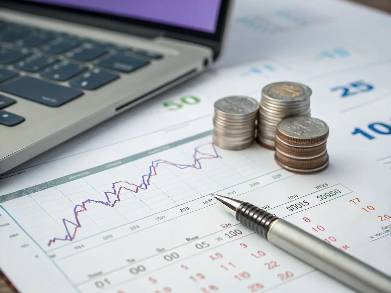 A calendar and a graph showing long-term investment growth, emphasizing the importance of patience and a long-term perspective in achieving financial goals.